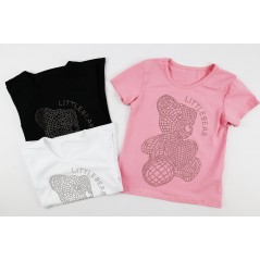 T-shirt z misiem dla dziewczynki, do wyboru 3 kolory