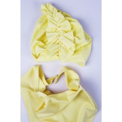 Komplet dla dziewczynki turban i chusta jasnożółty