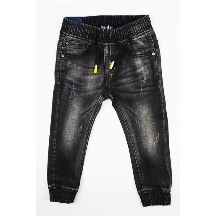 Spodnie jeansowe chłopięce ciemnoszare z gumką w pasie