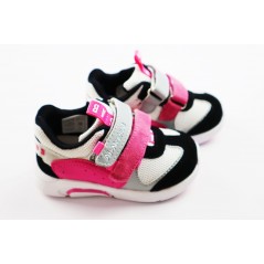 Sneakersy dziewczęce biało-różowe na rzepy
