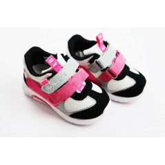 Sneakersy dziewczęce biało-różowe na rzepy