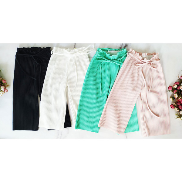 Spodnie materiałowe CULLOTE dziewczęce z wiązaniem w pasie- kolory do wyboru