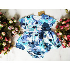 MROFI Bodo-sukienka dziewczęca w niebieskie kwiaty