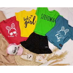 MIKO KIDS T-shirt dziewczęcy z modnym napisem