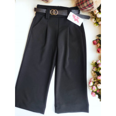Dzwony dziewczęce czarne spodnie materiałowe z paskiem