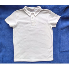 Koszulka polo chłopięca biała z krótkimi rękawami