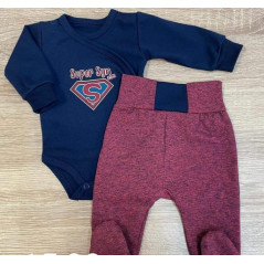 MROFI Komplet chłopięcy niemowlęcy body i spodnie SUPER SYN