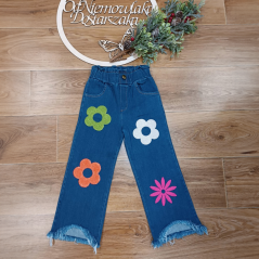 Spodnie jeans z kwiatami