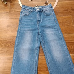 Spodnie jeansy dla dziewczynki z szeroką nogawką