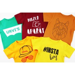 T-shirt chłopięcy z modnymi napisami- wiele kolorów
