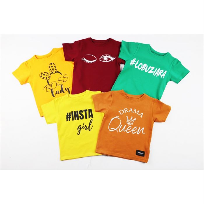 T-shirt dziewczęcy z modnymi napisami- wiele kolorów